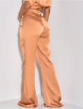 Pantalon en satin fluide taille haute patte d'eph