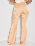 Pantalon en satin fluide taille haute patte d'eph