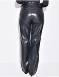 Pantalon coupe droite en similicuir