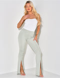 Pantalon taille haute à fente