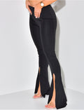 Pantalon taille haute à fente