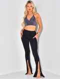 Pantalon taille haute à fente