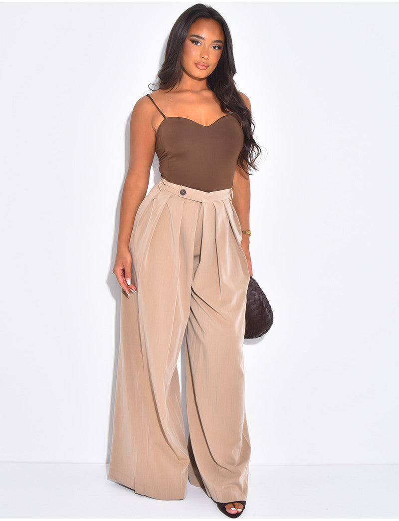 Pantalon de tailleur à pinces effet bouffant