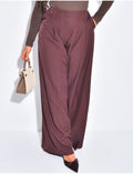 Pantalon coupe droite taille haute à pinces