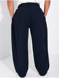 Pantalon large à taille élastique