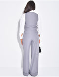 Pantalon de tailleur taille haute à revers