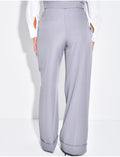 Pantalon de tailleur taille haute à revers