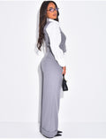 Pantalon de tailleur taille haute à revers