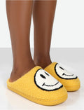 Pantoufles à smiley imprimé jaunes