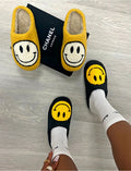 Pantoufles à smiley imprimé jaunes