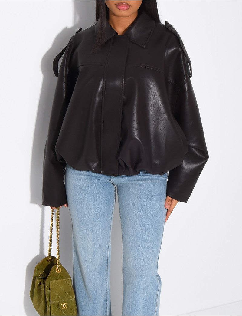 Bombers en similicuir bouffant