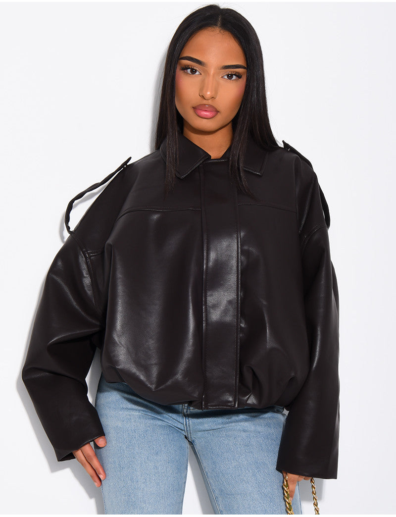 Bombers en similicuir bouffant