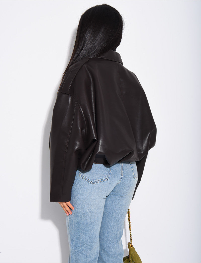Bombers en similicuir bouffant