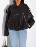 Bombers en similicuir bouffant