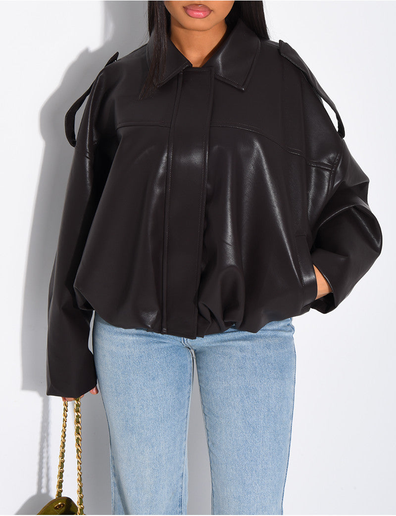 Bombers en similicuir bouffant
