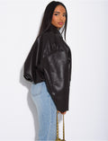 Bombers en similicuir bouffant