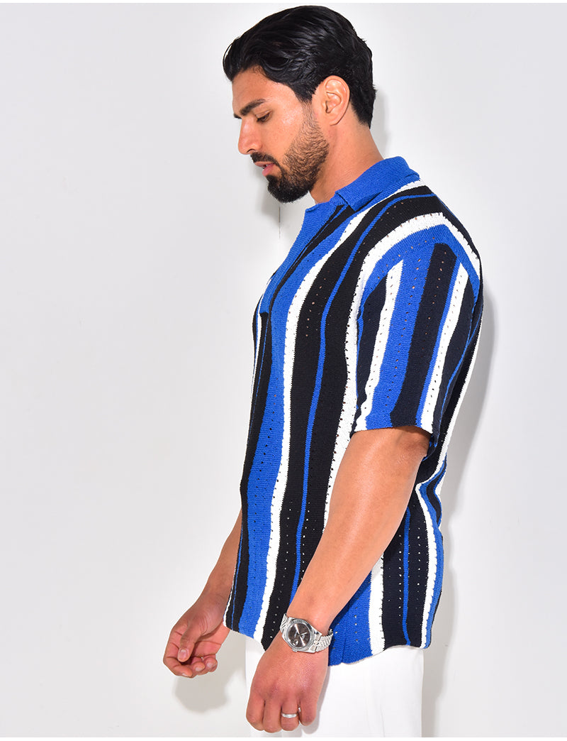 Polo ajouré à rayures