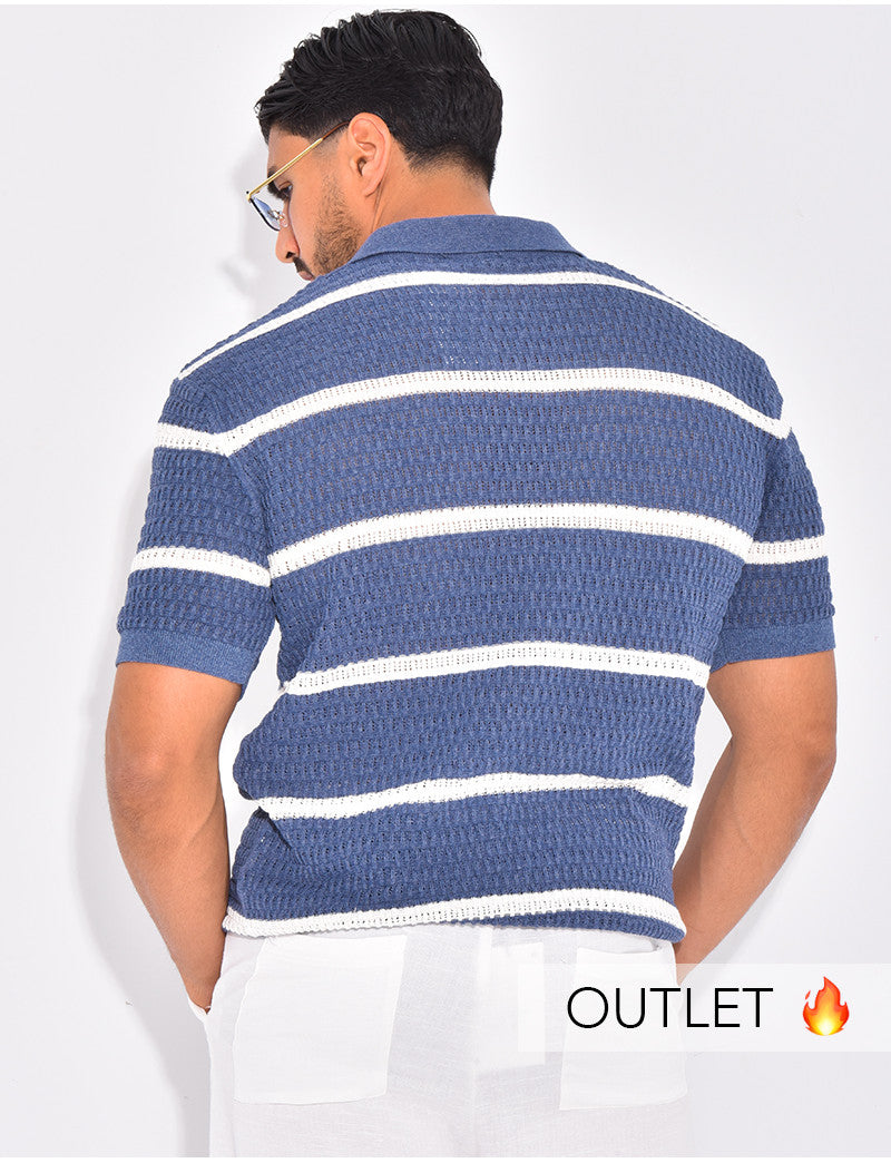 Polo ajouré à rayures
