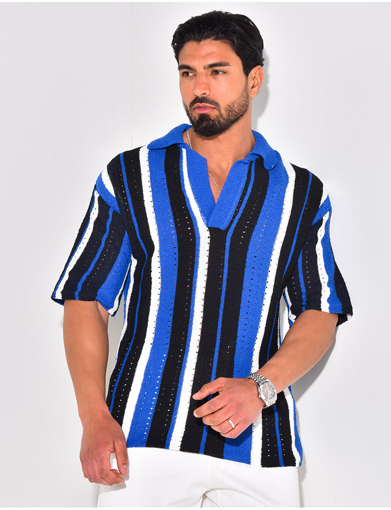 Polo ajouré à rayures