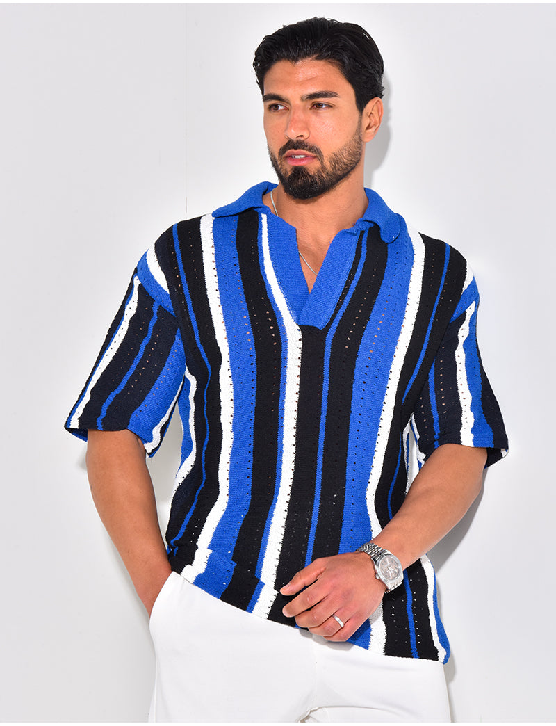 Polo ajouré à rayures