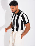 Polo ajouré et rayé à zip