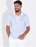 Polo côtelé à trèfle et boutons perle