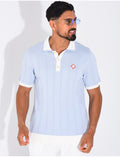 Polo côtelé à trèfle et boutons perle