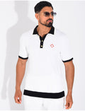 Polo côtelé à trèfle et boutons perle