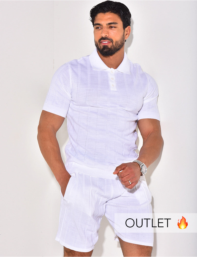Ensemble short et polo côtelé
