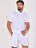 Ensemble short et polo côtelé