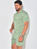 Ensemble short et polo côtelé