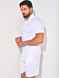 Ensemble short et polo côtelé
