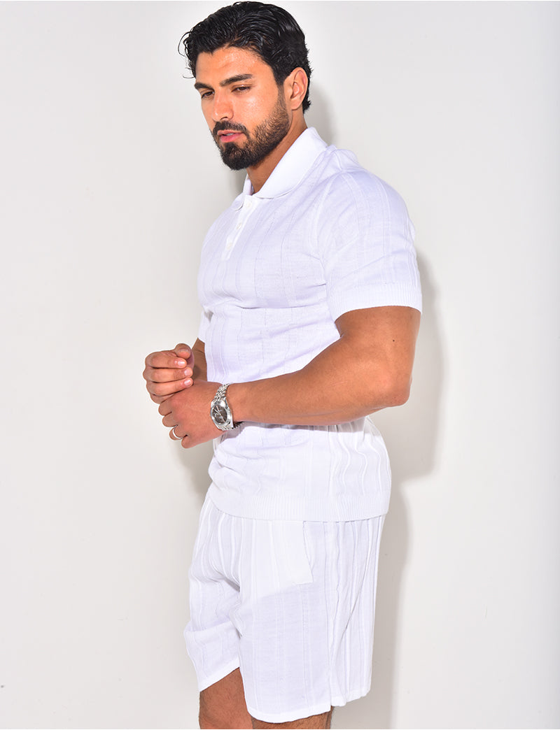 Ensemble short et polo côtelé