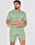 Ensemble short et polo côtelé