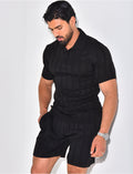 Ensemble short et polo côtelé