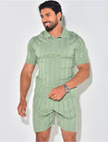 Ensemble short et polo côtelé