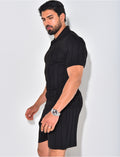 Ensemble short et polo côtelé