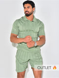 Ensemble short et polo côtelé