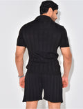 Ensemble short et polo côtelé