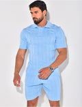 Ensemble short et polo côtelé
