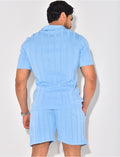 Ensemble short et polo côtelé