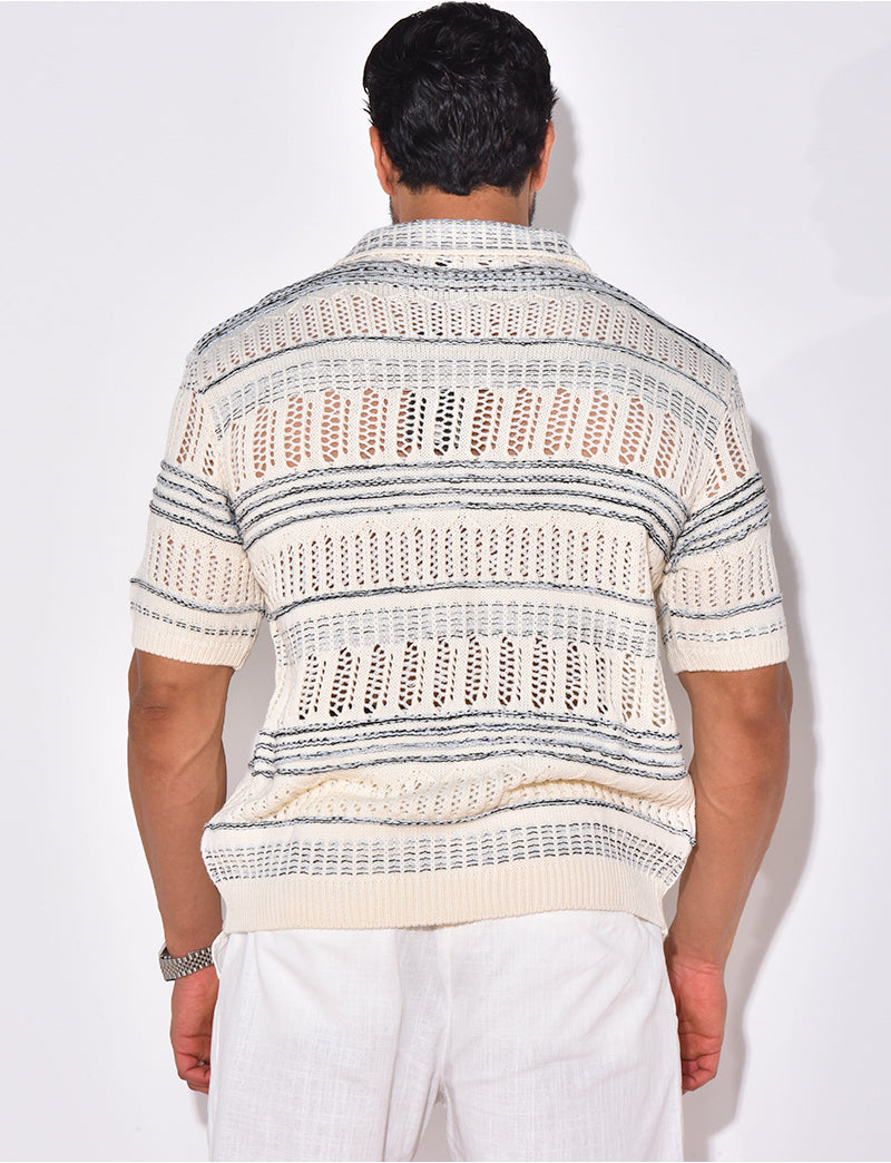 Polo en laine ajouré