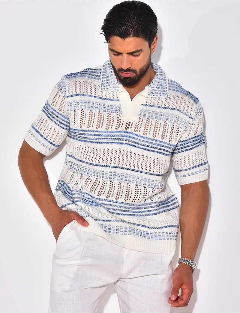 Polo en laine ajouré