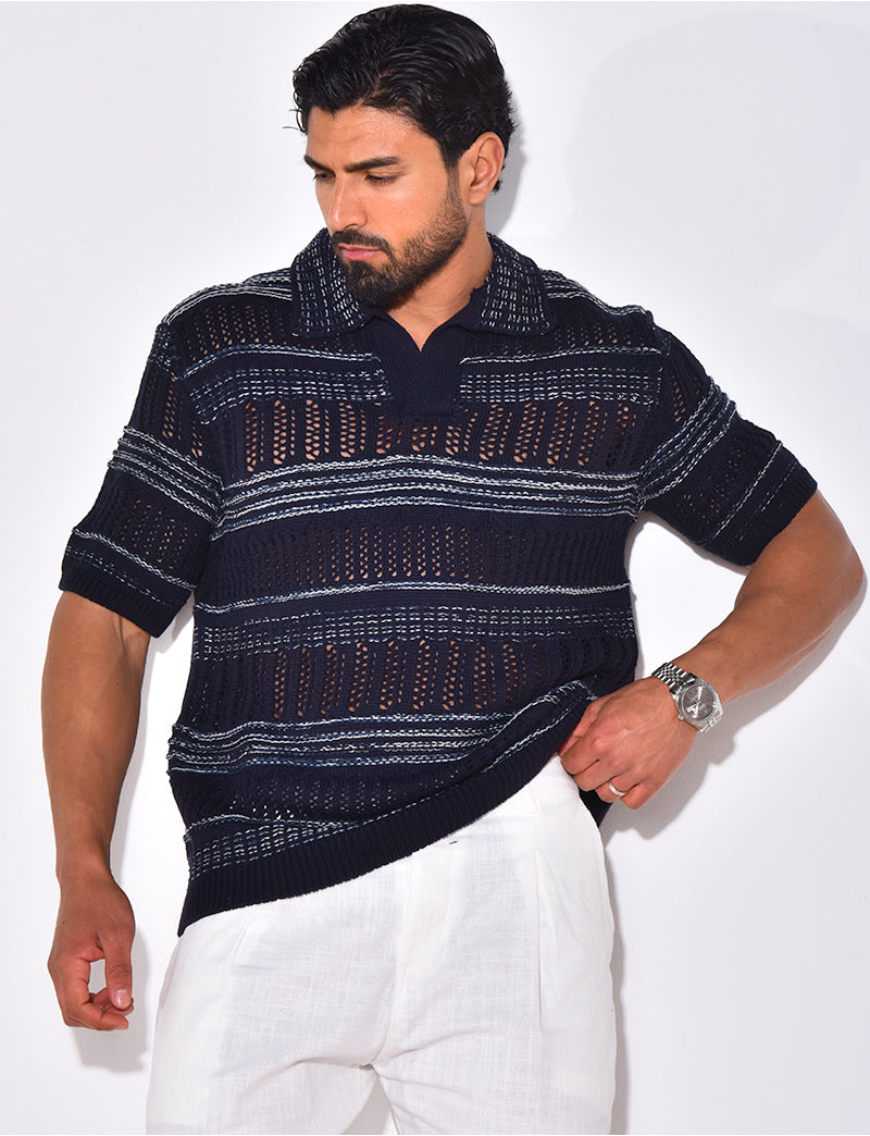 Polo en laine ajouré