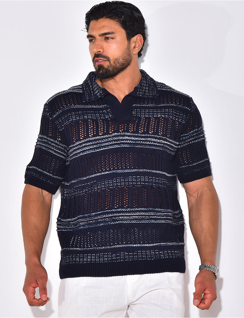 Polo en laine ajouré
