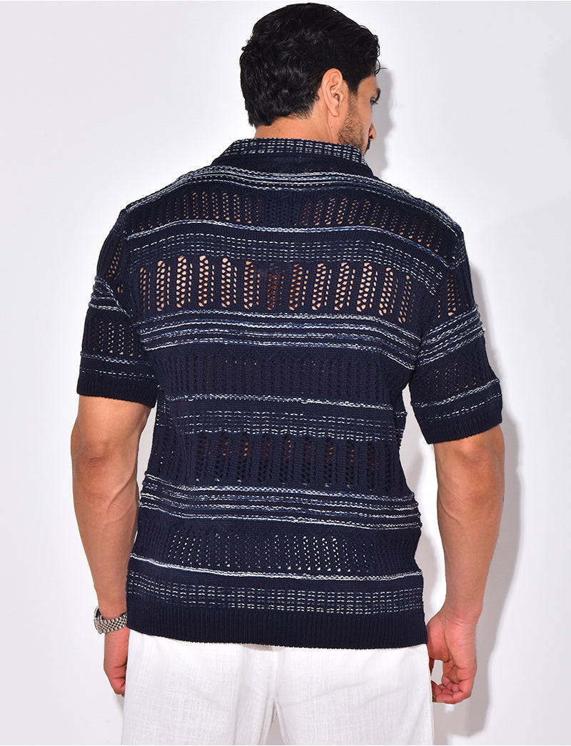Polo en laine ajouré