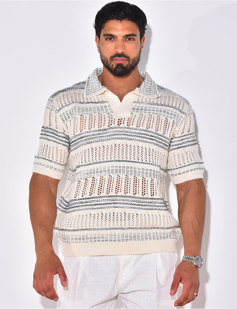 Polo en laine ajouré