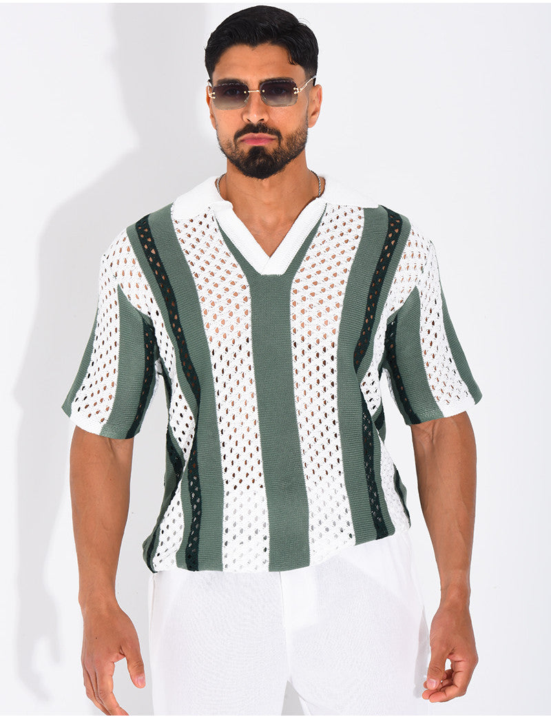Polo Homme en maille ajourée