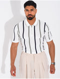 Polo rayé col zippé