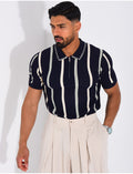 Polo rayé col zippé